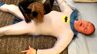Granny Catwoman Deep Throats Batman's Cock