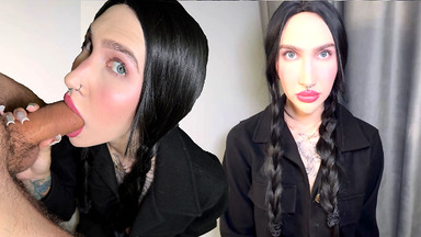 Wednesday Takes his Cock into Throat and Cum on Tits Cosplay
